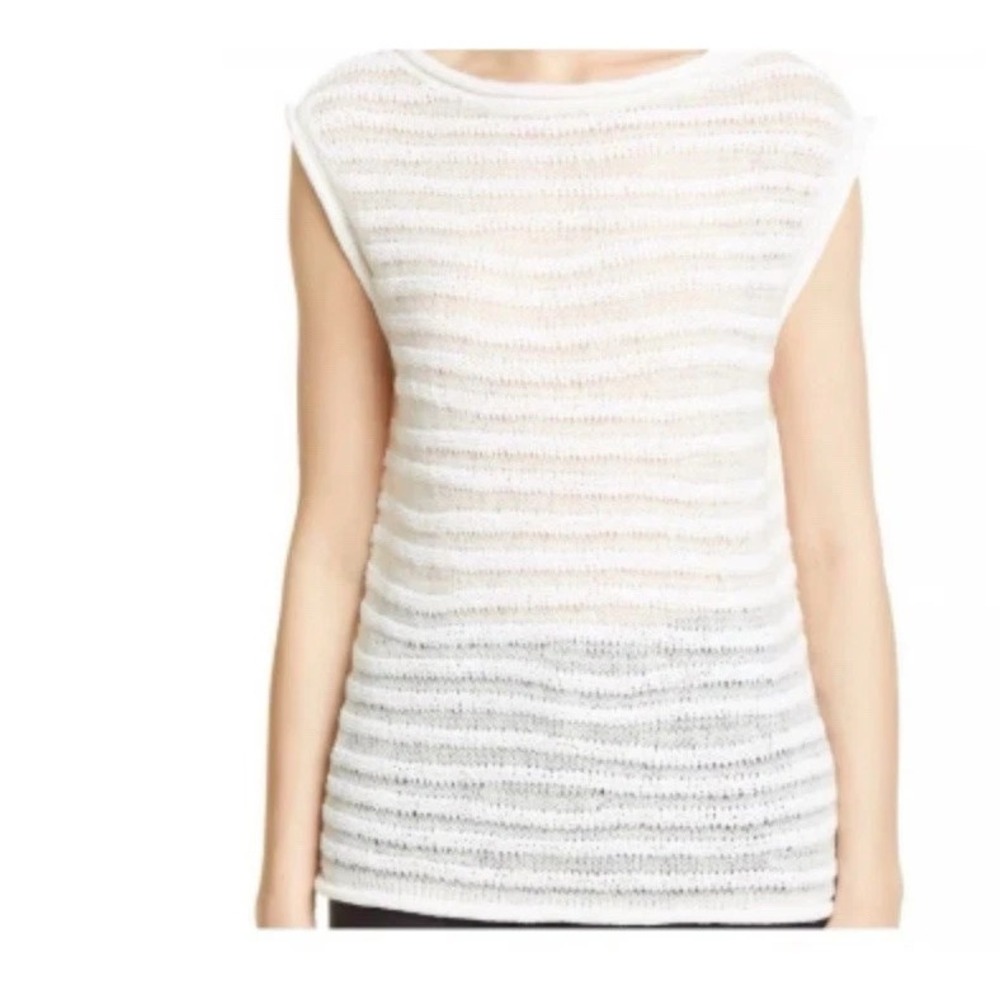 Theory Sughero Open Knit Boatneck Semi-sheer Shell Sweater Sz‎ S Beach Coastal
